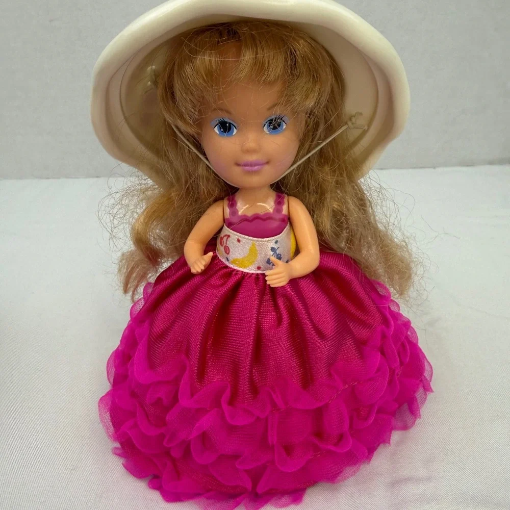 Vintage Tonka Cupcake Surprise Doll Magenta Cherry Dress with Hat and Comb